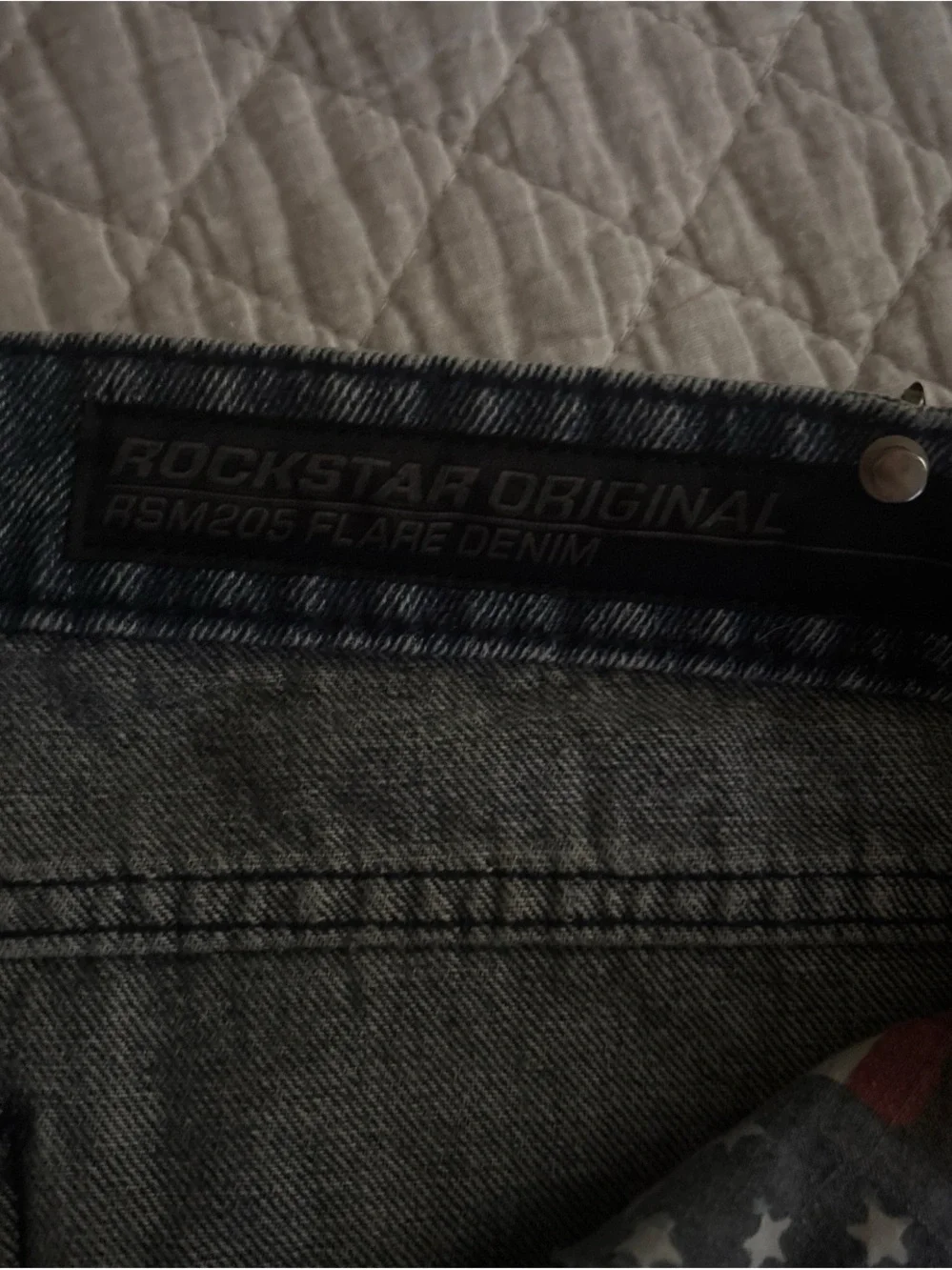 Slim Straight Gray Star Patch Jeans for Men